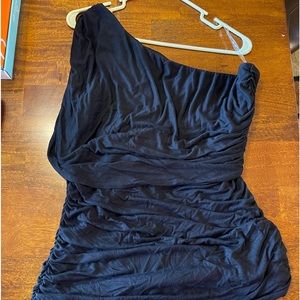 One shoulder blouse, black